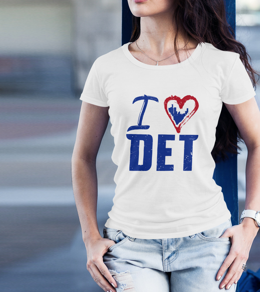 I Love DET Detroit Pistons Skyline Heart T-Shirt