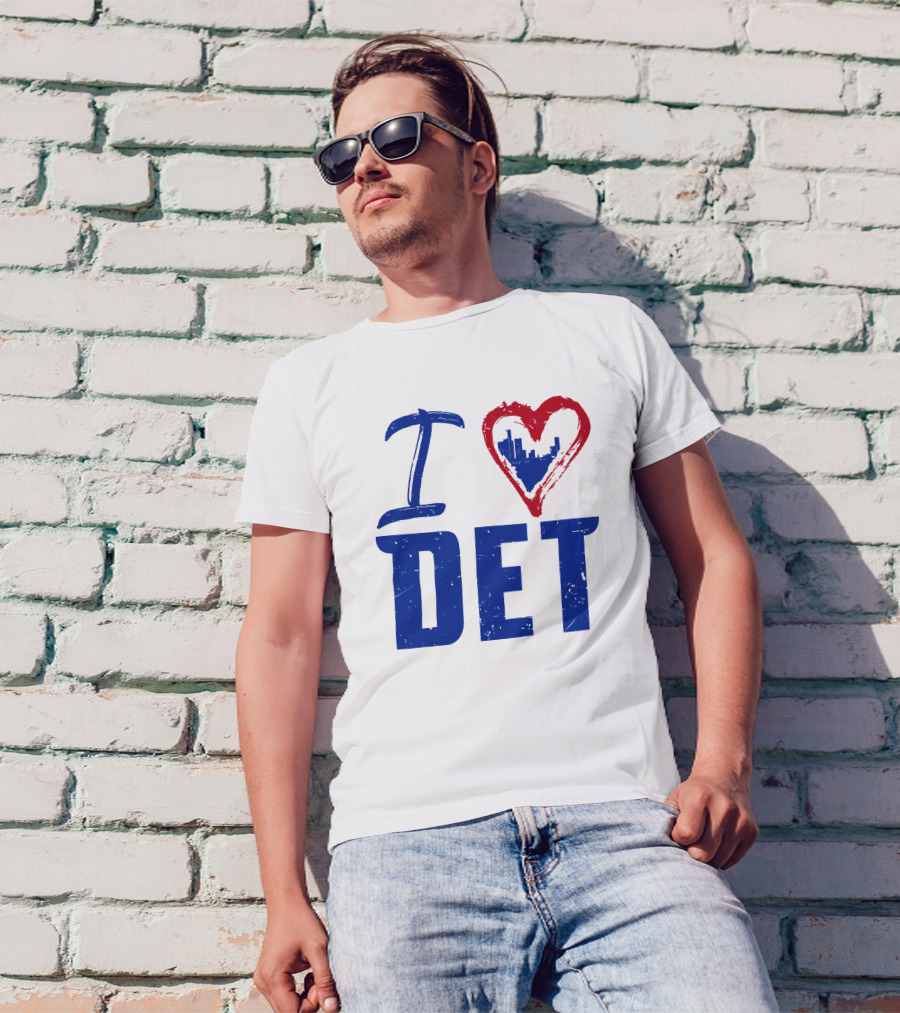 I Love DET Detroit Pistons Skyline Heart T-Shirt