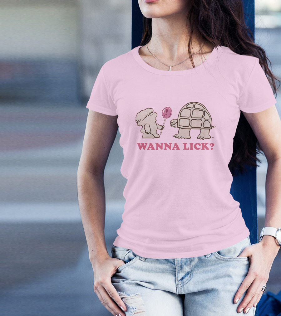 Wanna Lick Tootsie Roll Lilbttyboop Cute Character With Turtle And Lollipop T-Shirt