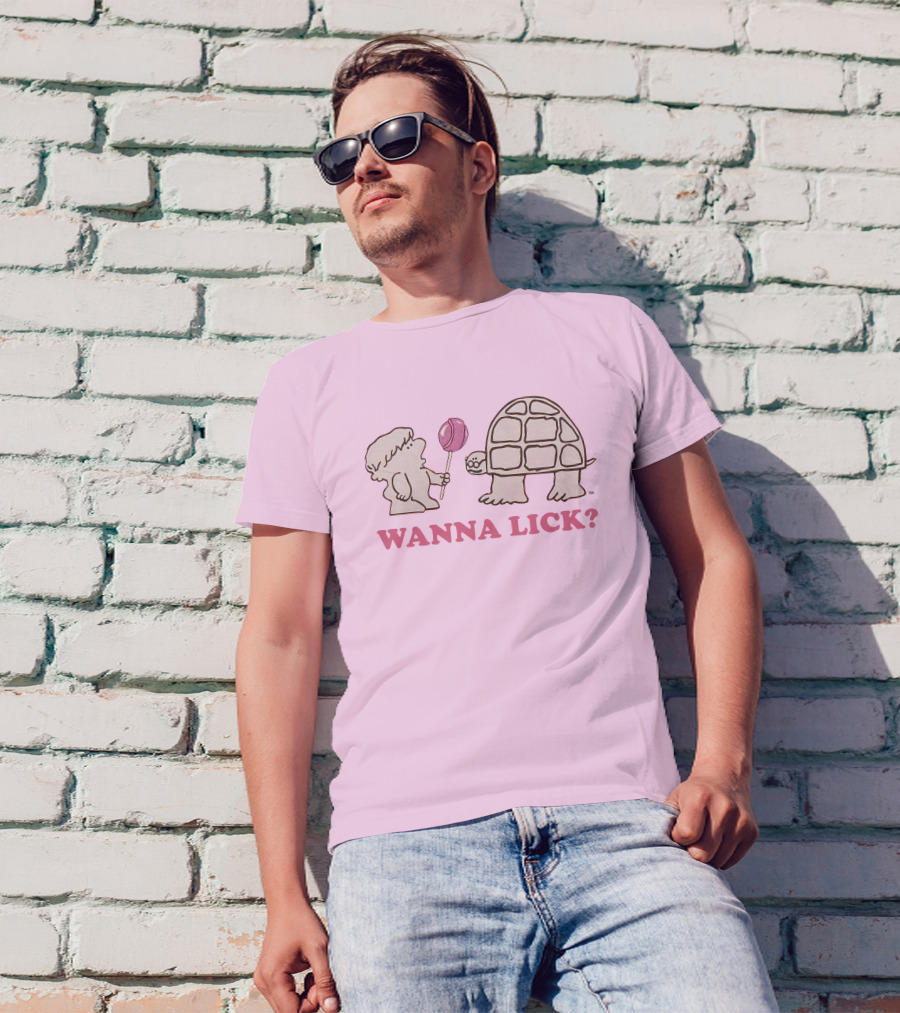 Wanna Lick Tootsie Roll Lilbttyboop Cute Character With Turtle And Lollipop T-Shirt