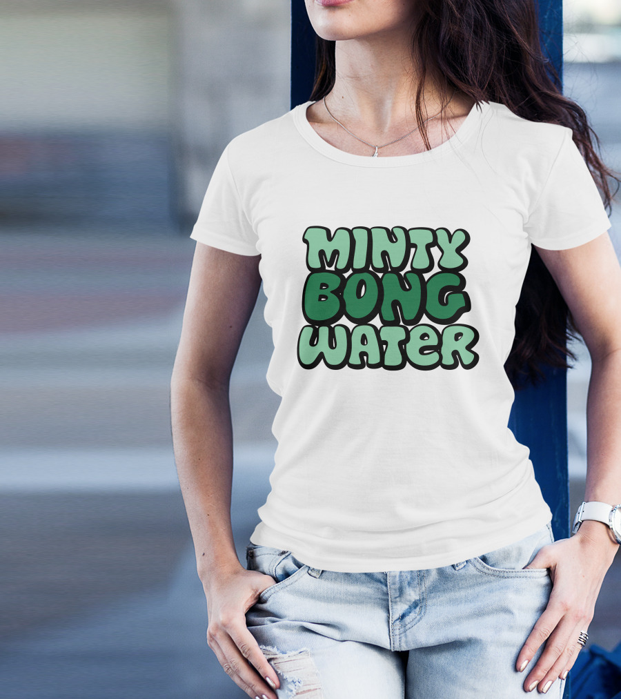 Minty Bong Water Shop Merch Mint Green Typography T-Shirt