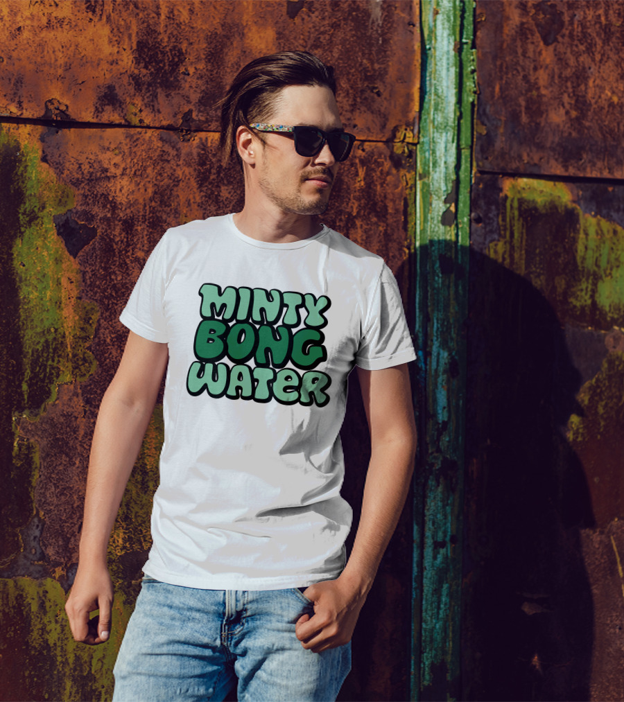 Minty Bong Water Shop Merch Mint Green Typography T-Shirt