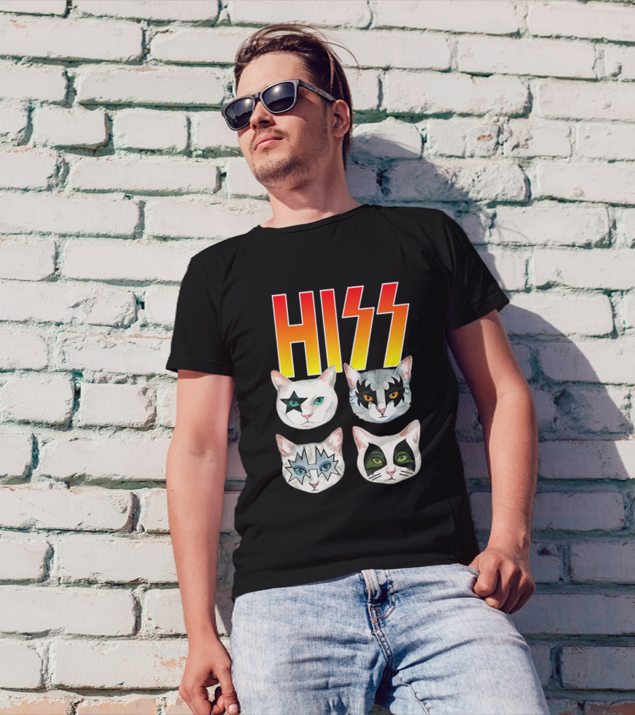 Hiss Cat Cats In Iconic Makeup For Funny Cat Lover T-Shirt