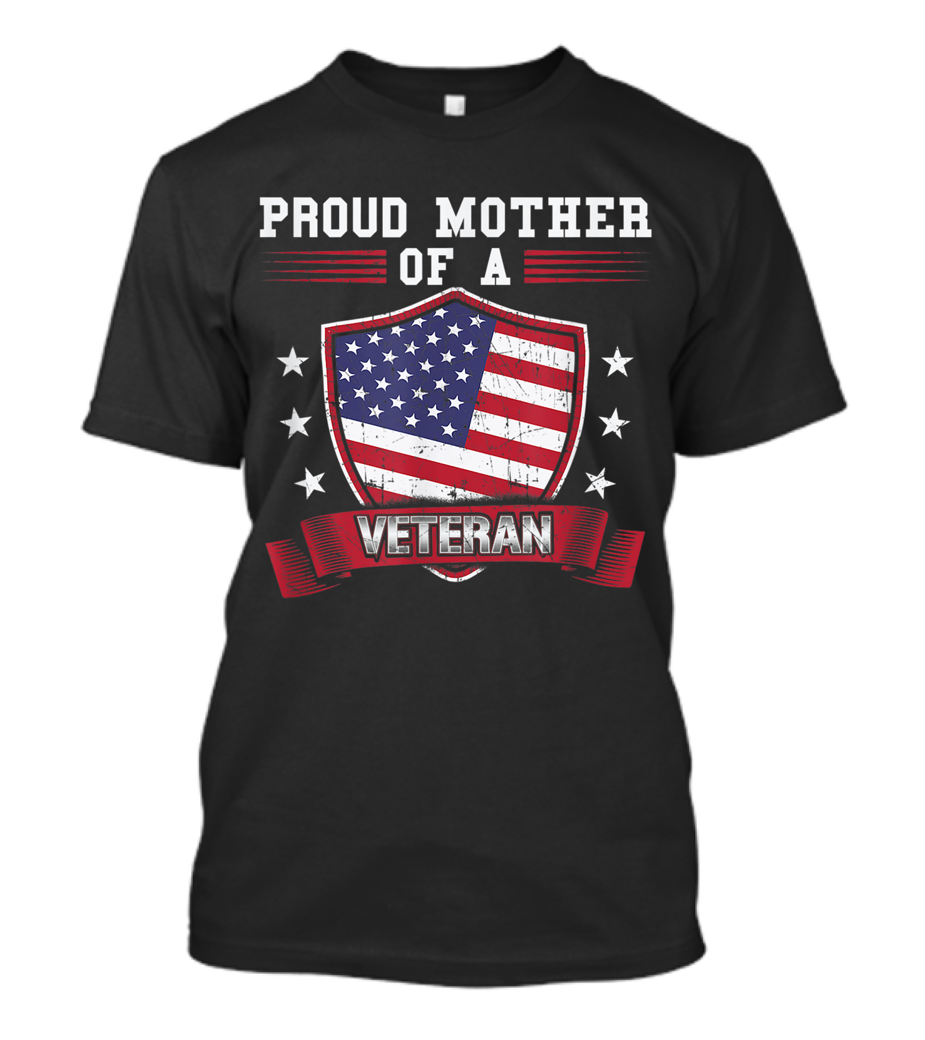 Proud Mother Of A Veteran USA Flag Shield Stars T-Shirt