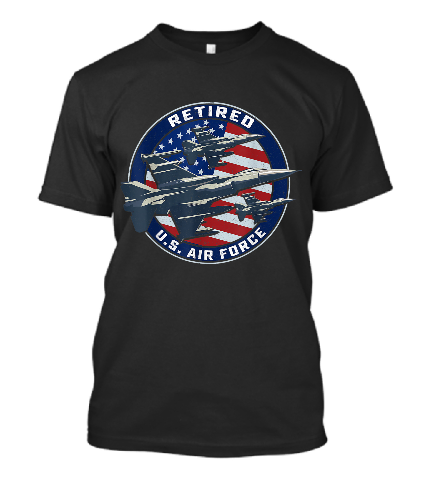 Retired U.S. Air Force Veteran Fighter Jets With American Flag T-Shirt