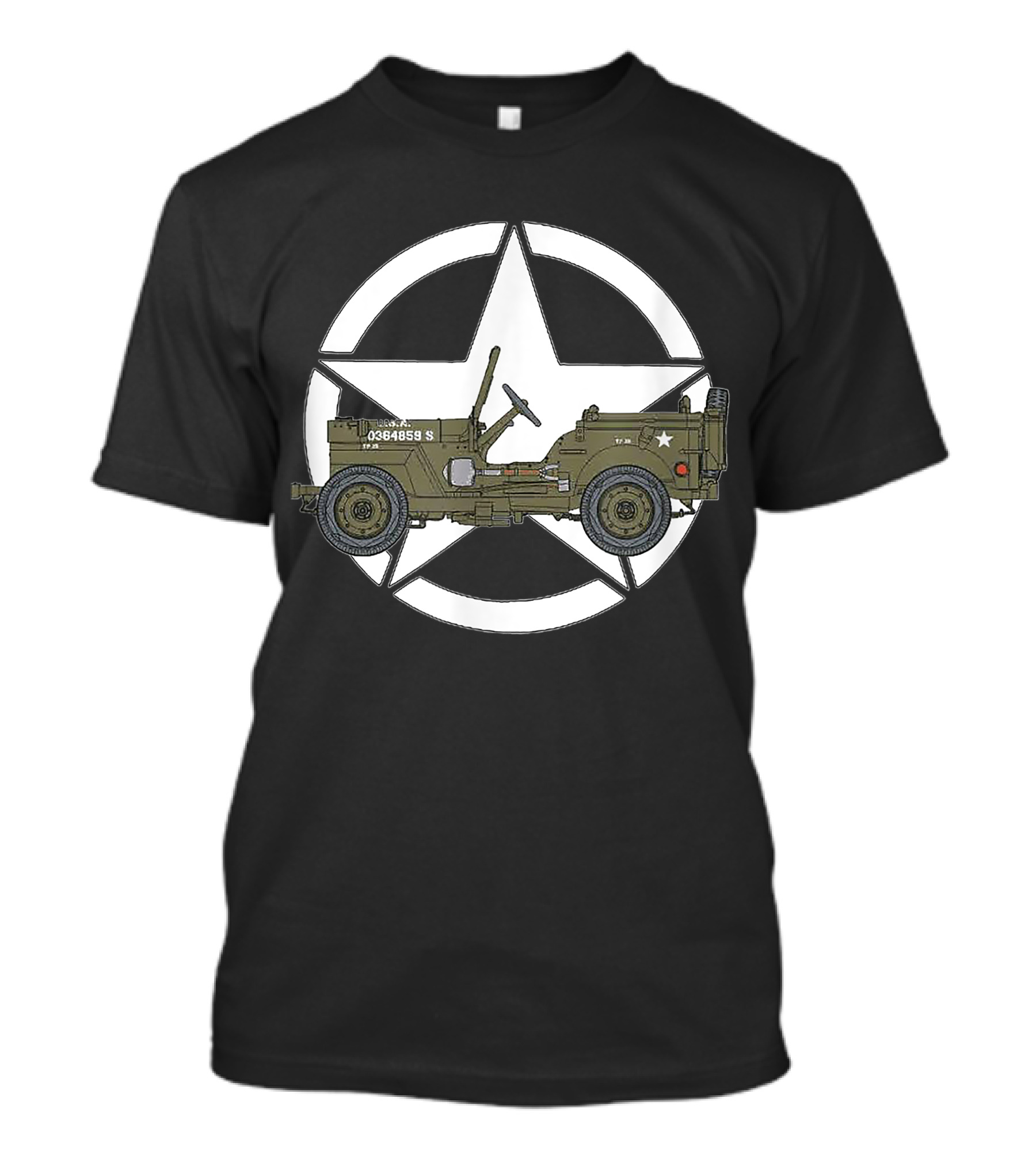 WW2 Army Military Willys Jeep Vehicle Star Logo Veteran T-Shirt
