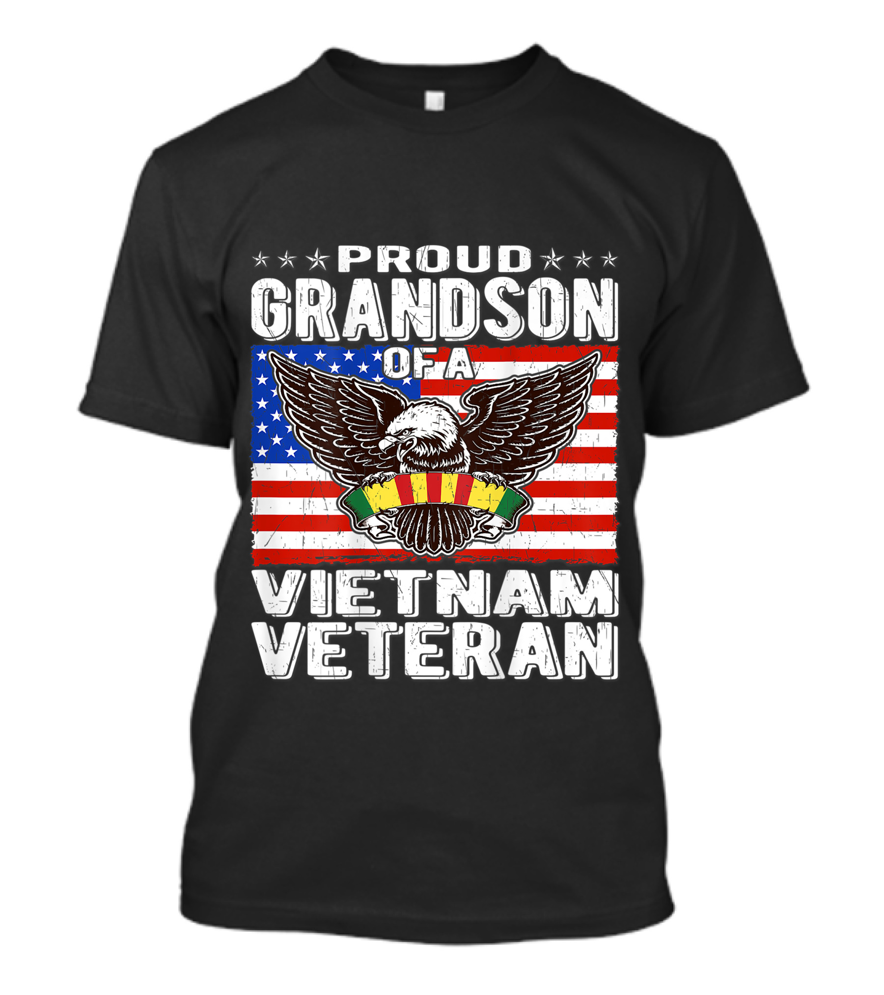 Proud Grandson Of Vietnam Veteran With Patriotic Eagle And American Flag T-Shirt