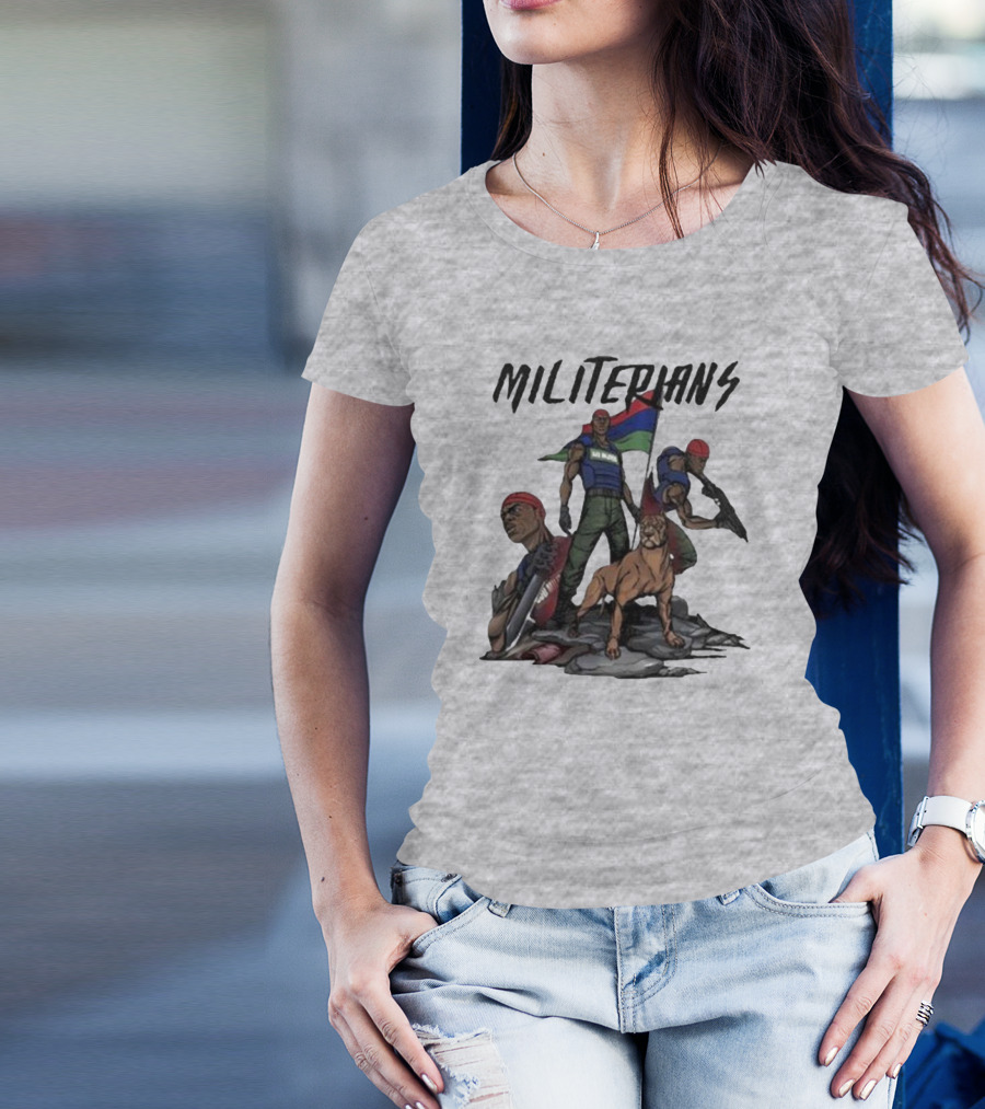 J Hus Merch Militerians Militant Style With Red Bandanas And Guard Dog T-Shirt