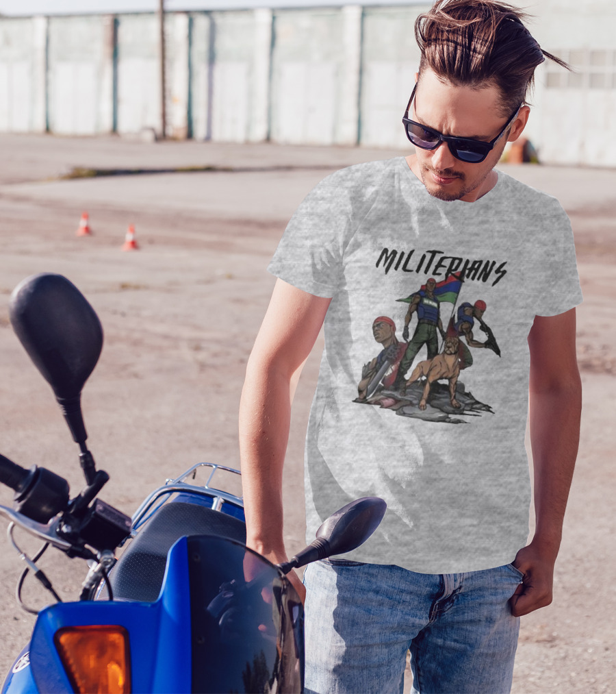 J Hus Merch Militerians Militant Style With Red Bandanas And Guard Dog T-Shirt