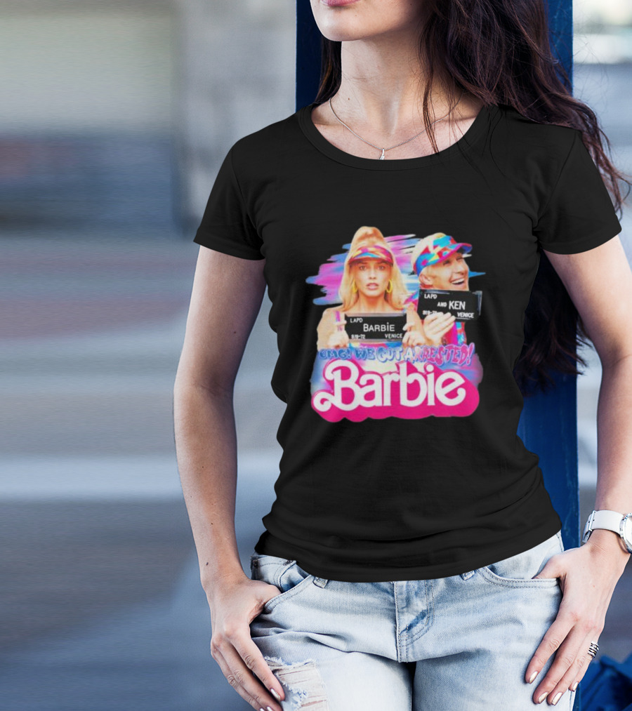 Barbenheimer Barbie And Ken OMG We Got Arrested Venice Mugshot T-Shirt