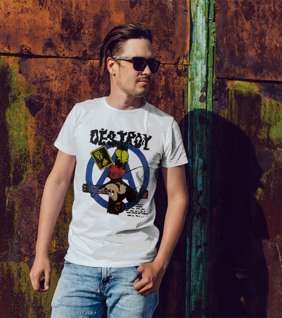 Destroy Crucified Mickey Mouse With Anarchy Symbol Seditionaries T-Shirt