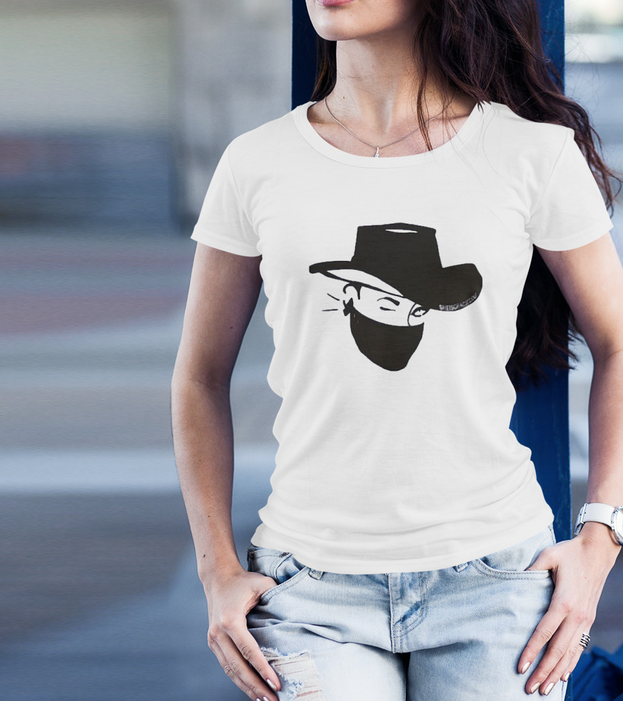Sheisgracielou Cowboy Hat Mask Design Two Sided T-Shirt