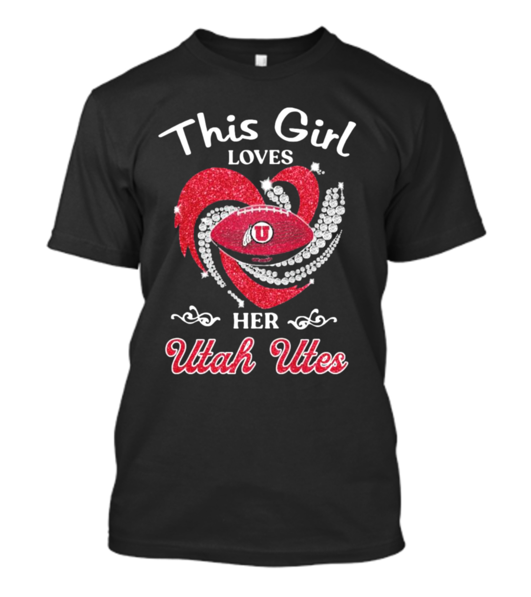 This Girl Loves Her Utah Utes Football Heart T-Shirt