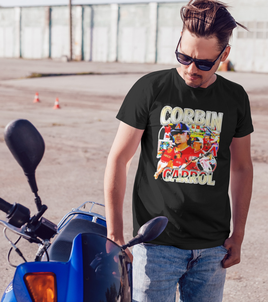 CORBIN CARROL BASEBALL VINTAGE PLAYER ACTION COLLAGE T-Shirt