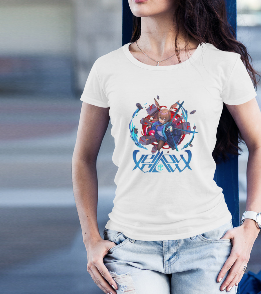 Arknights Yellow Claw Character With Sword And Energy Circle T-Shirt