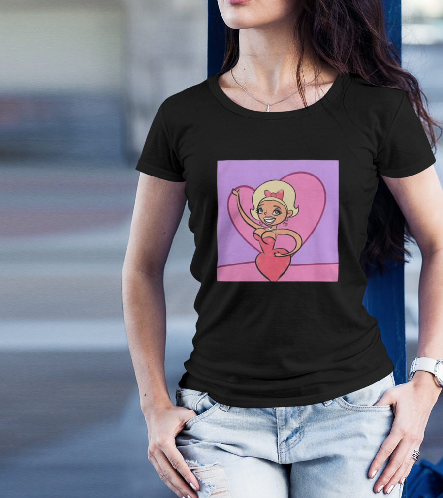 Jaymes Mansfield Cartoon Heart Outfit Pink Background T-Shirt
