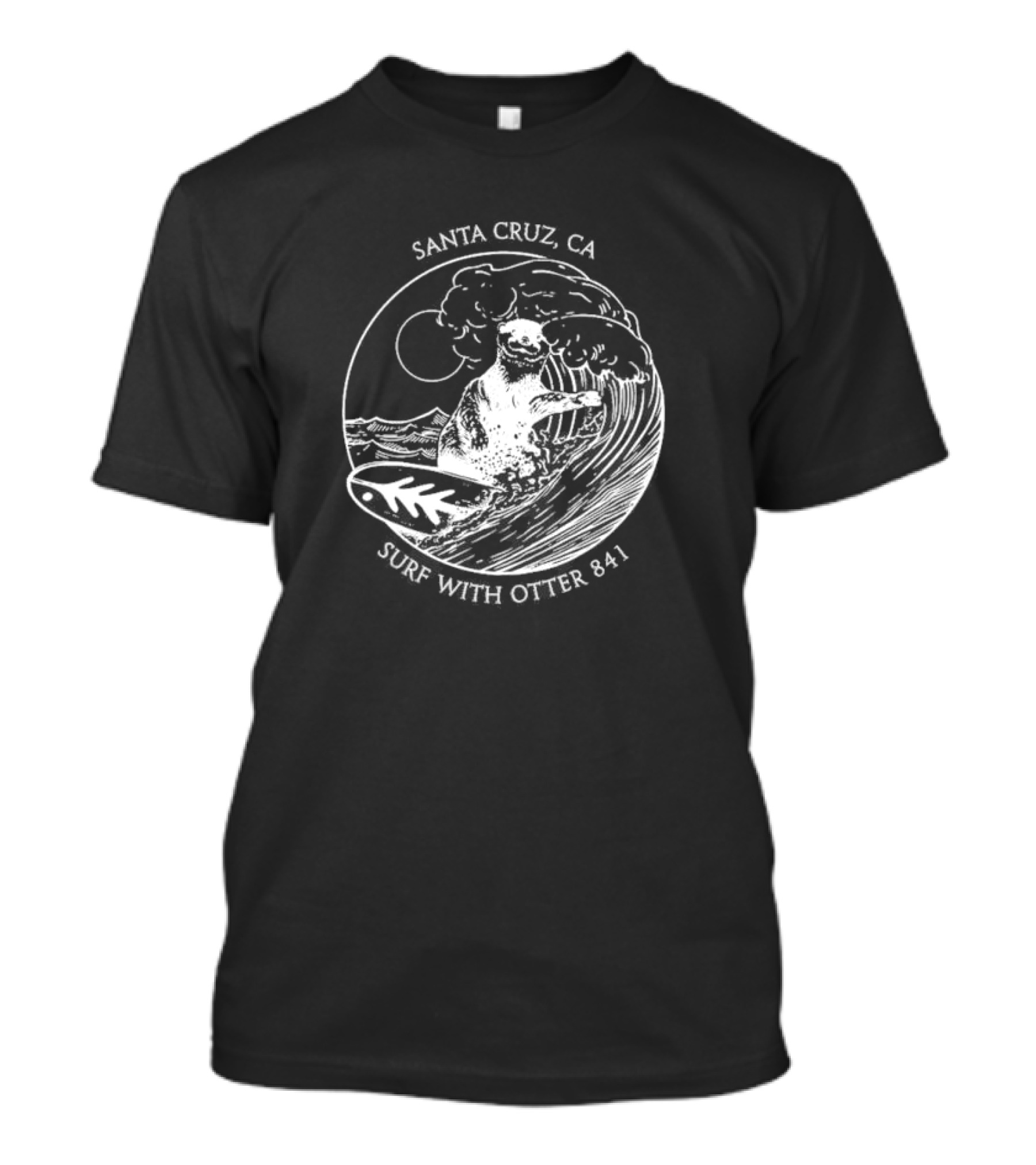 Santa Cruz CA Surf With Otter 841 Vintage Wave Crest T-Shirt