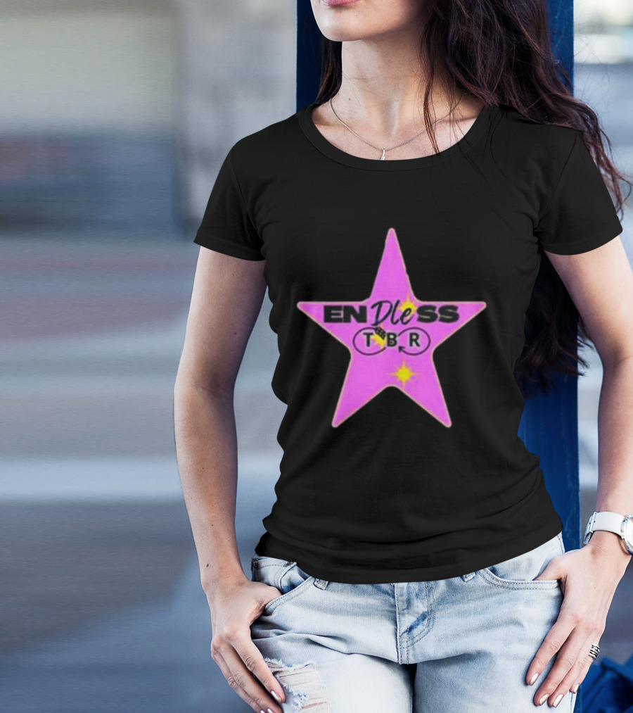 Endless TBR Star Pink Emblem With Books And Dice T-Shirt