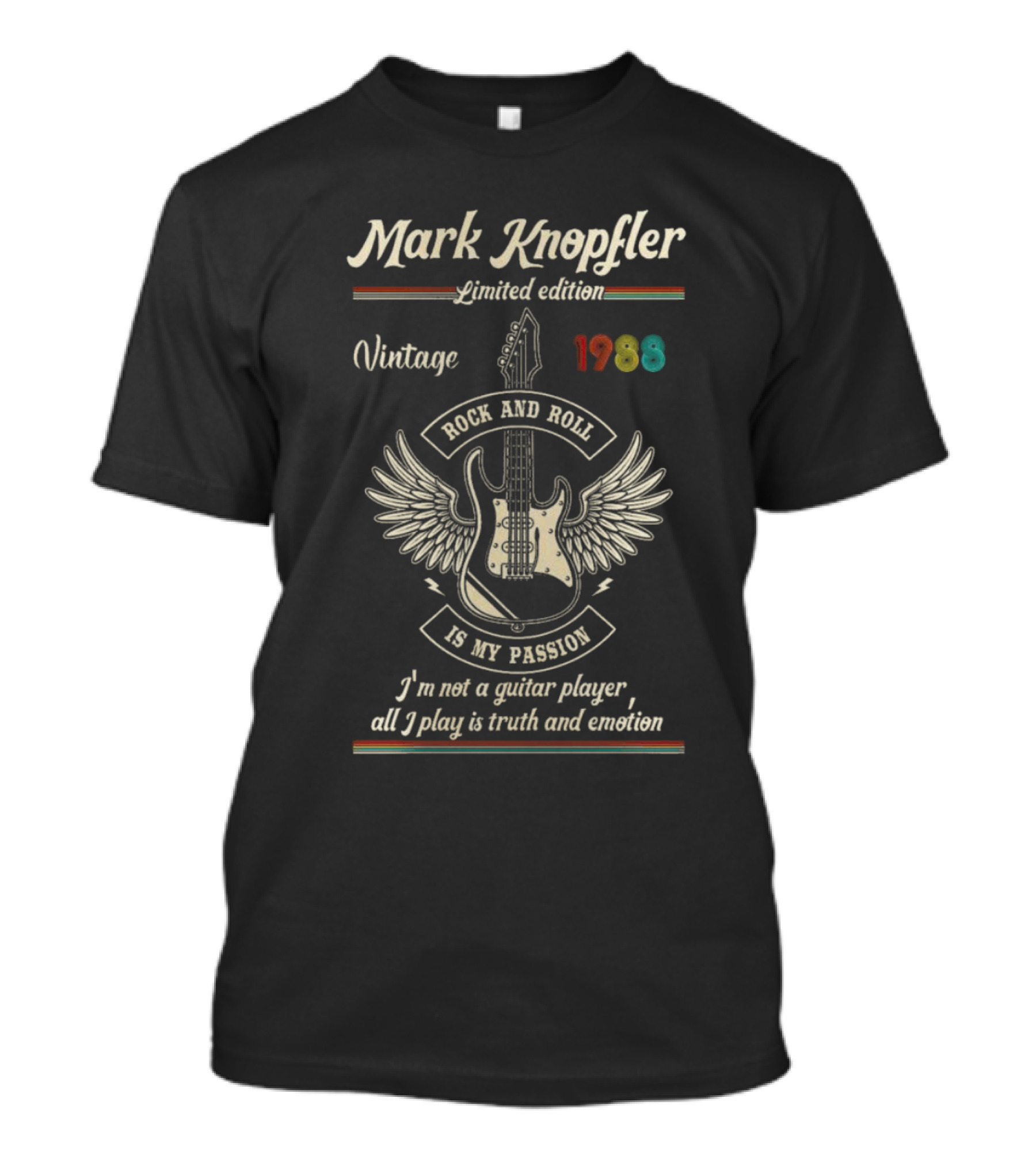 Mark Knopfler Vintage 1988 Rock And Roll Is My Passion All I Play Is Truth And Emotion T-Shirt