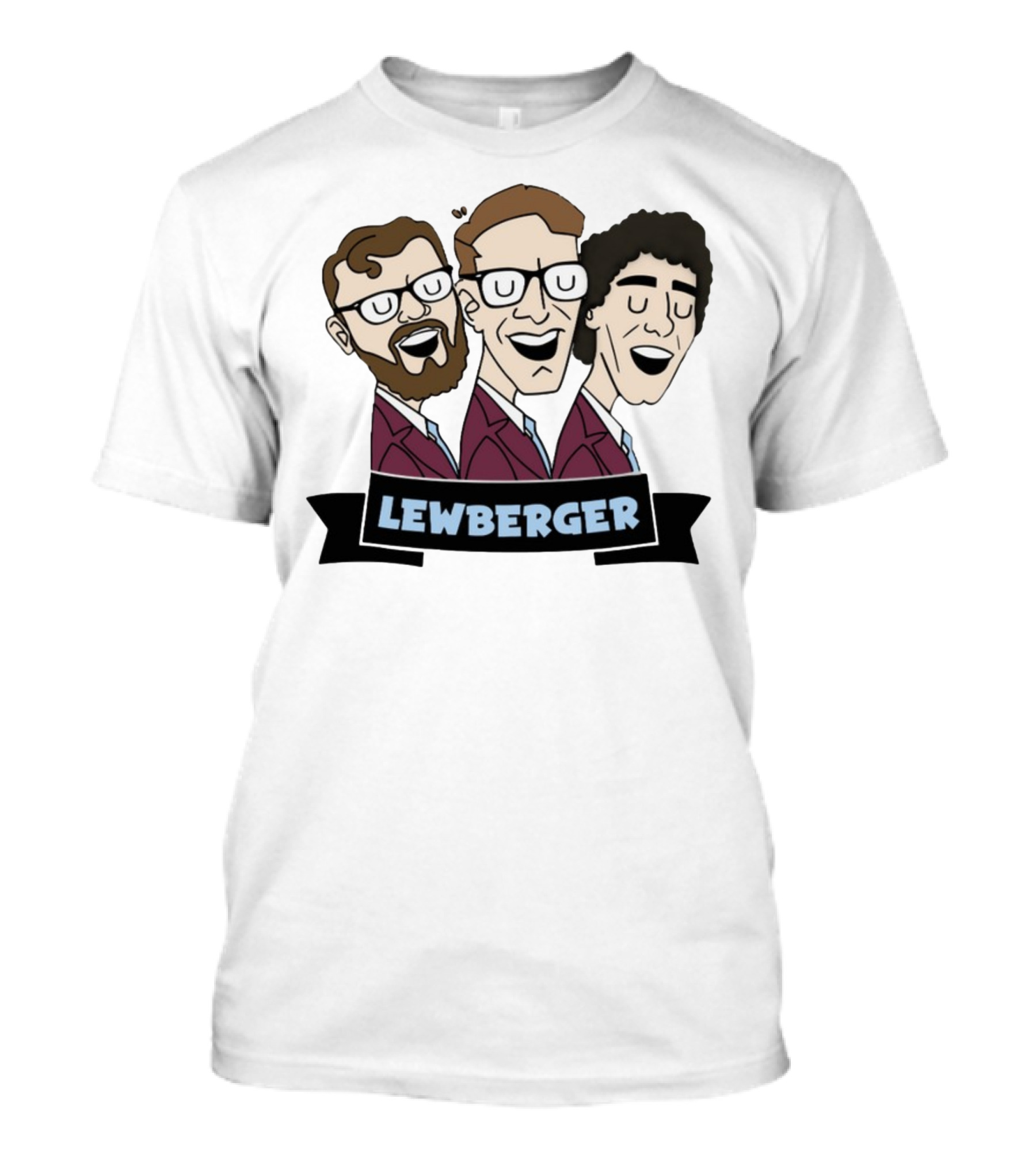 Lewberger Cartoon Trio Portrait With Glasses And Beards T-Shirt