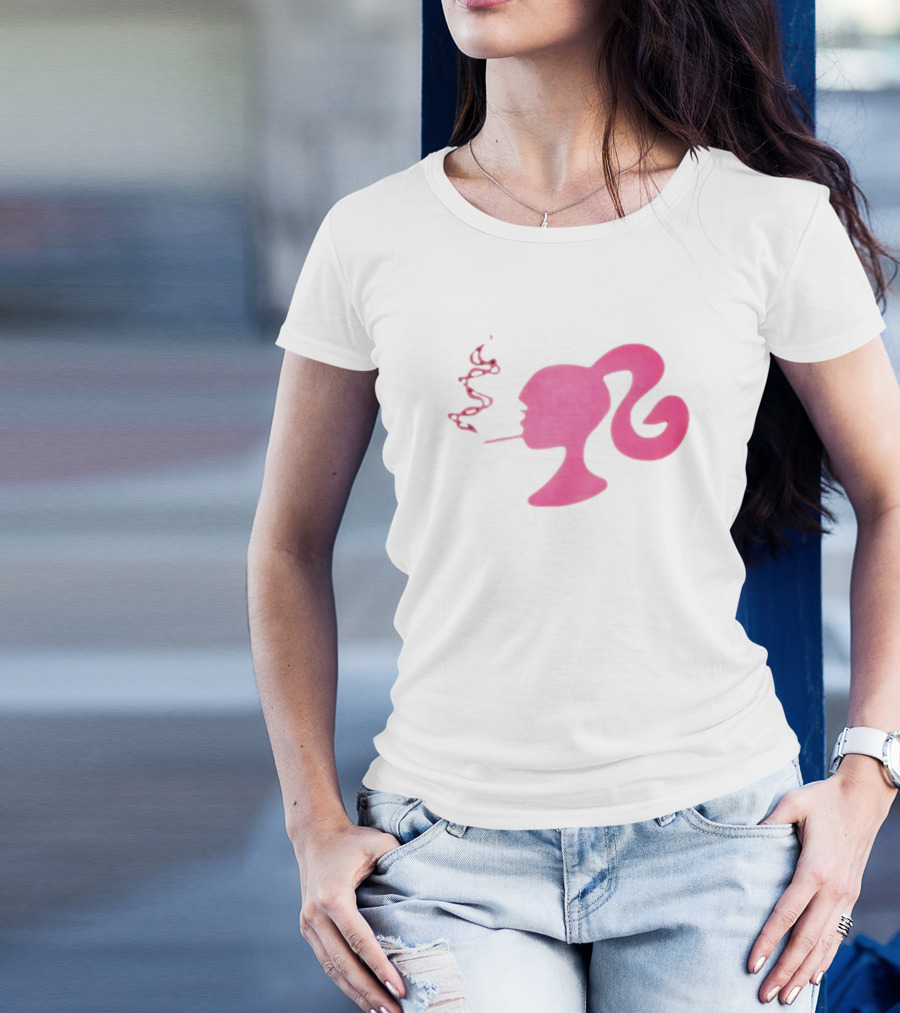 Smoking Pink Silhouette Barbie T-Shirt