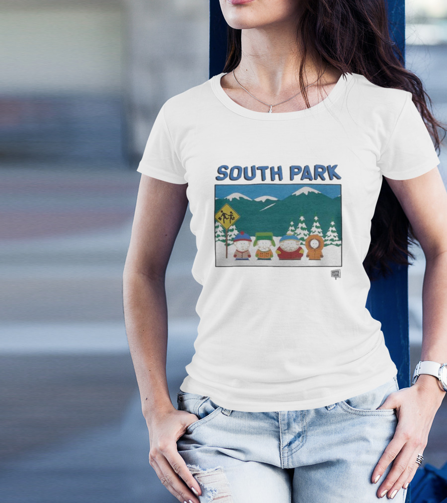 SOUTH PARK Characters In Winter Mountain Scene T-Shirt