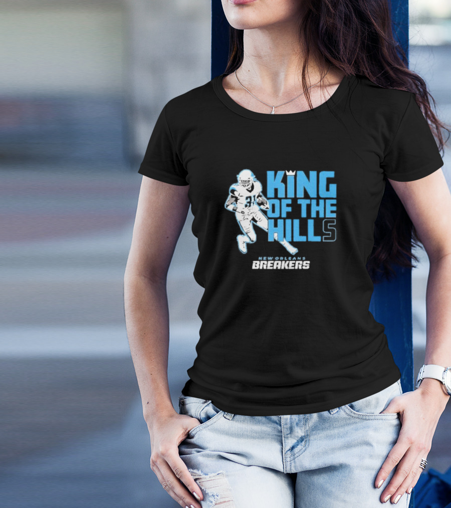 New Orleans Breakers King Of The Hills Football Player Action T-Shirt