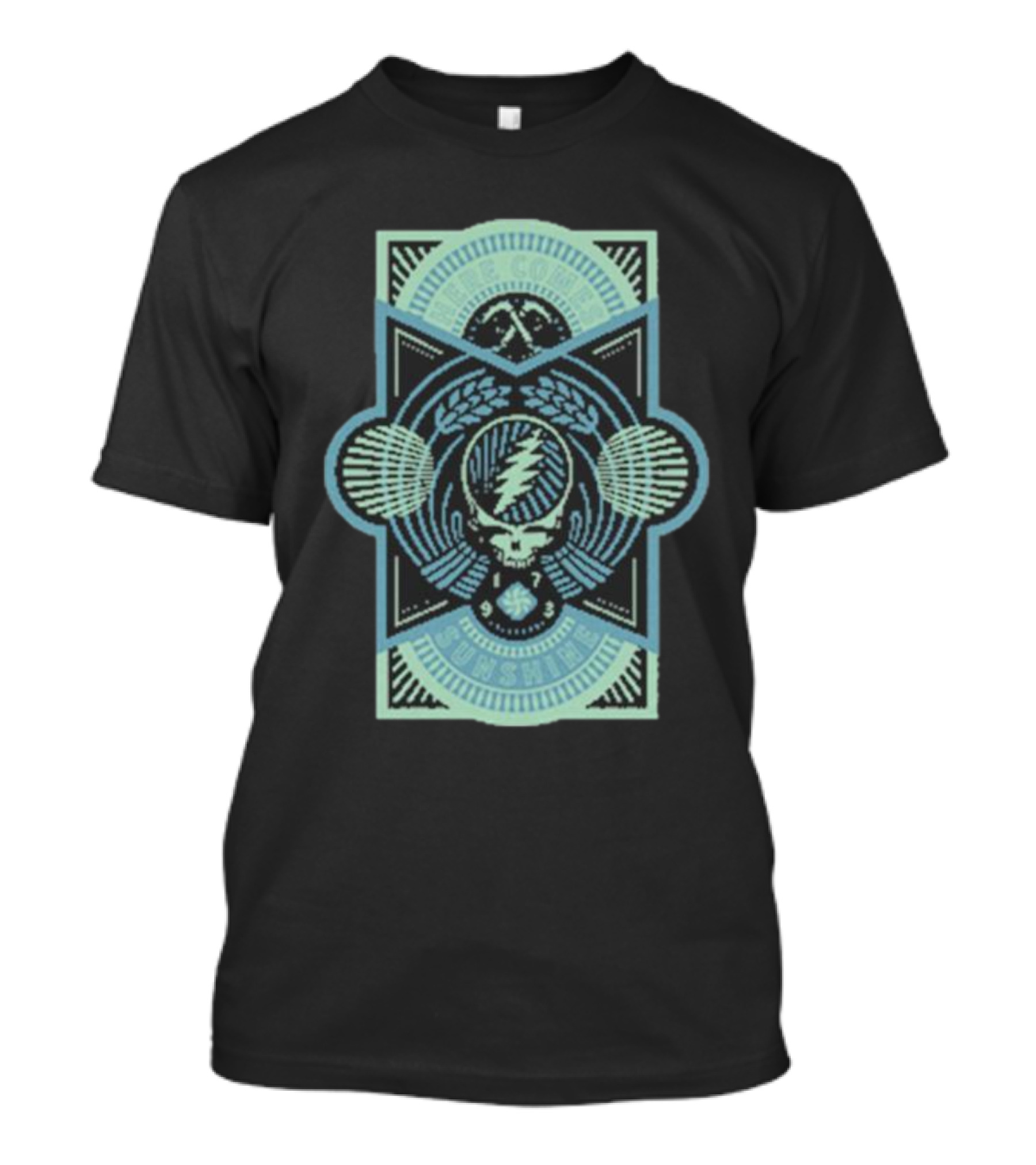 Grateful Dead Here Comes Sunshine Lightning Skull Mandala T-Shirt