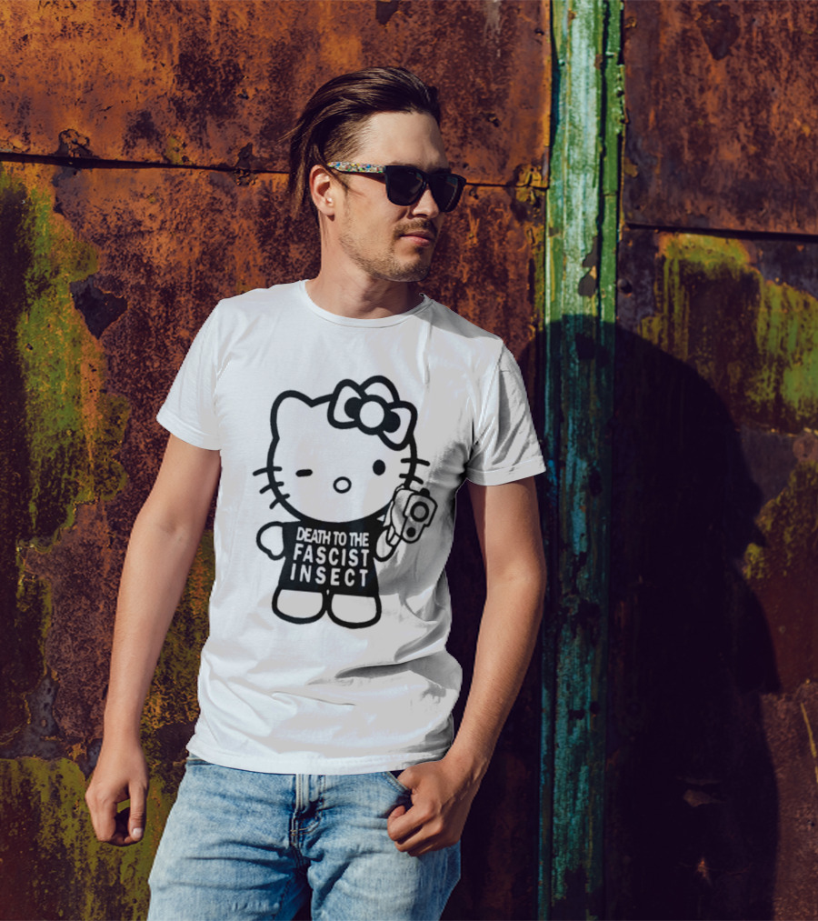 Death To The Fascist Insect Hello Kitty With Gun T-Shirt