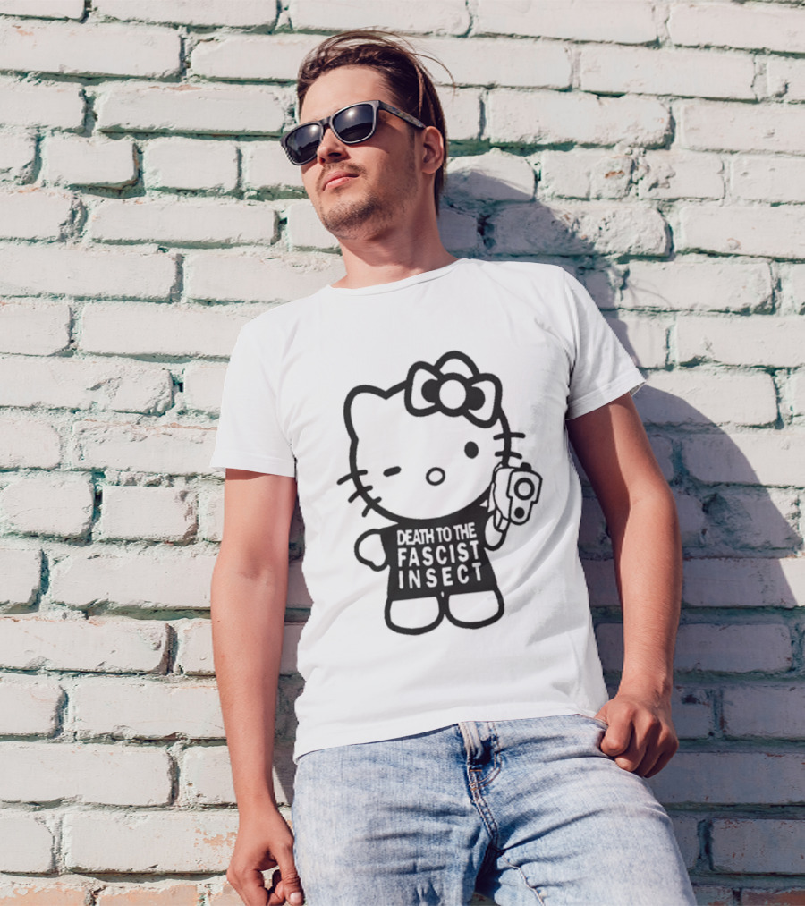 Death To The Fascist Insect Hello Kitty With Gun T-Shirt