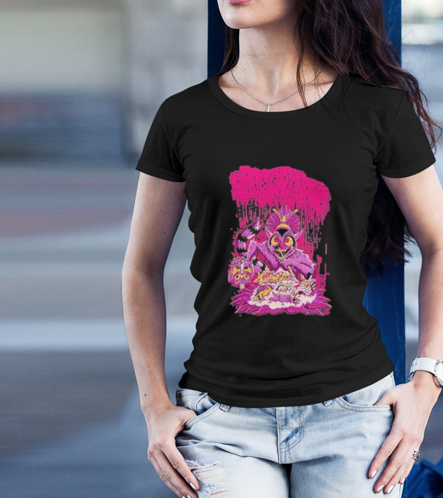 Sanguisugabogg Madagascar Lemur Creature In Psychedelic Pink With Dripping Effect T-Shirt