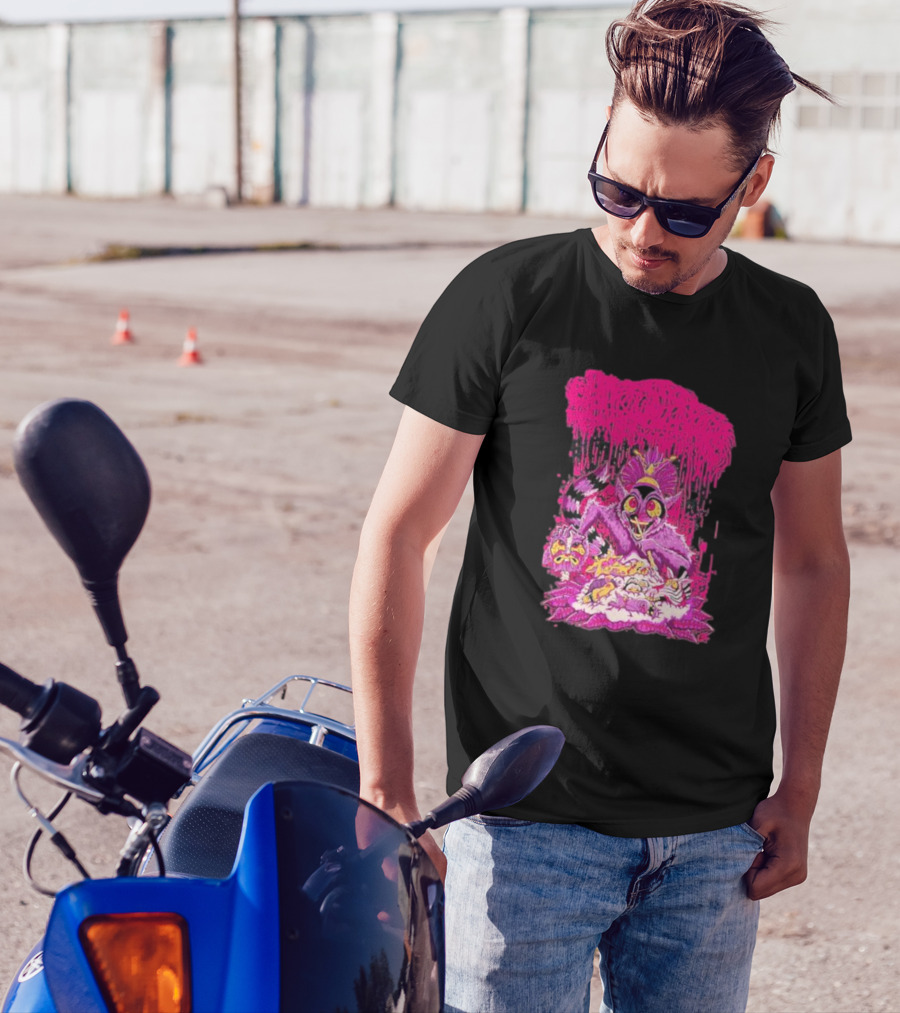 Sanguisugabogg Madagascar Lemur Creature In Psychedelic Pink With Dripping Effect T-Shirt