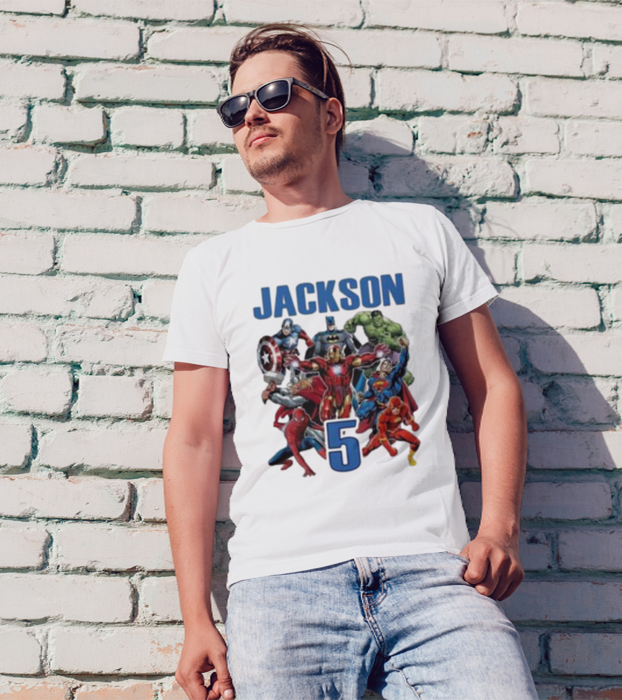 Jackson 5 Super Hero Birthday Avengers Family T-Shirt