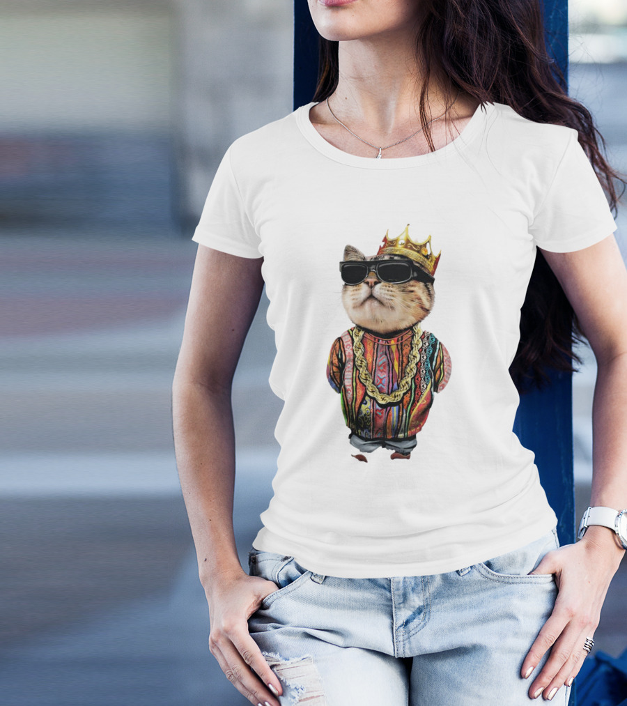 Big Paw Paw Cat With Crown And Shades T-Shirt