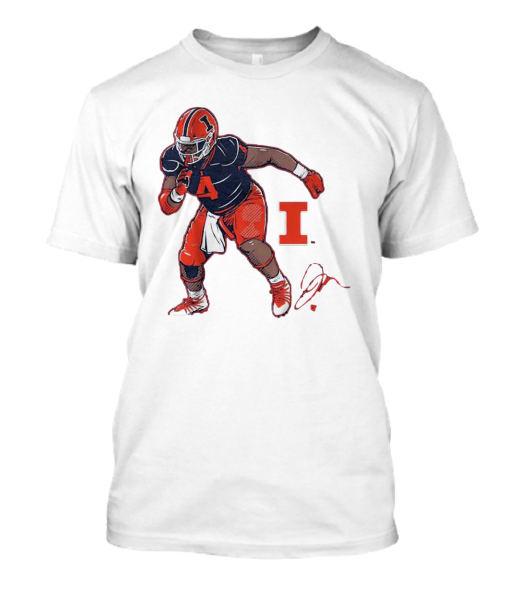 Illinois Football Jerzhan Newton Superstar Pose With Signature T-Shirt