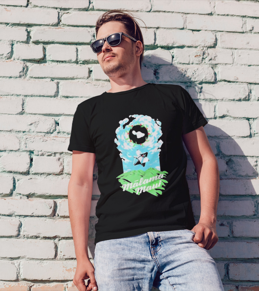 Mālama Maui Island Clouds Green Land T-Shirt