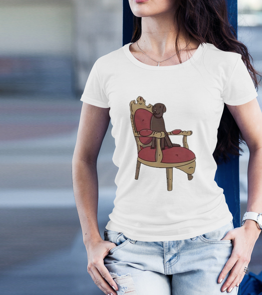 Poorly Drawn Arsenal Dog On Ornate Chair T-Shirt