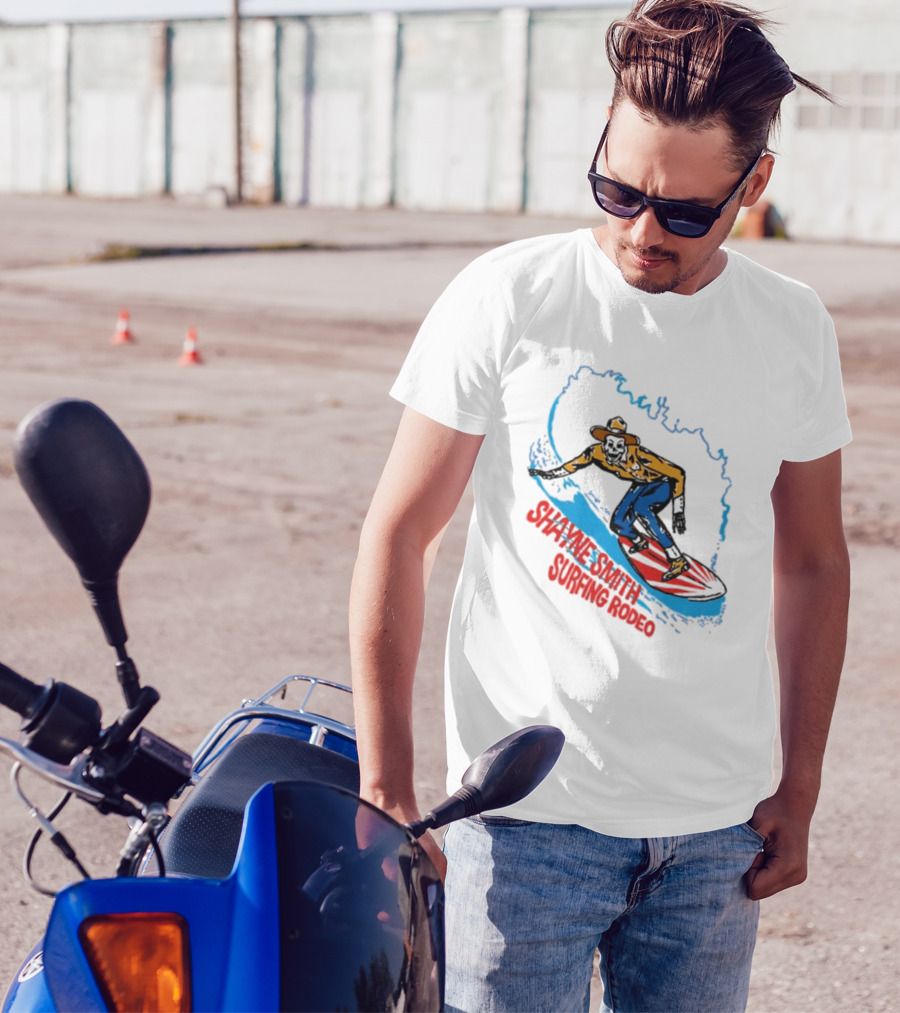 Shayne Smith Surfing Rodeo Cowboy Surfer On Wave T-Shirt