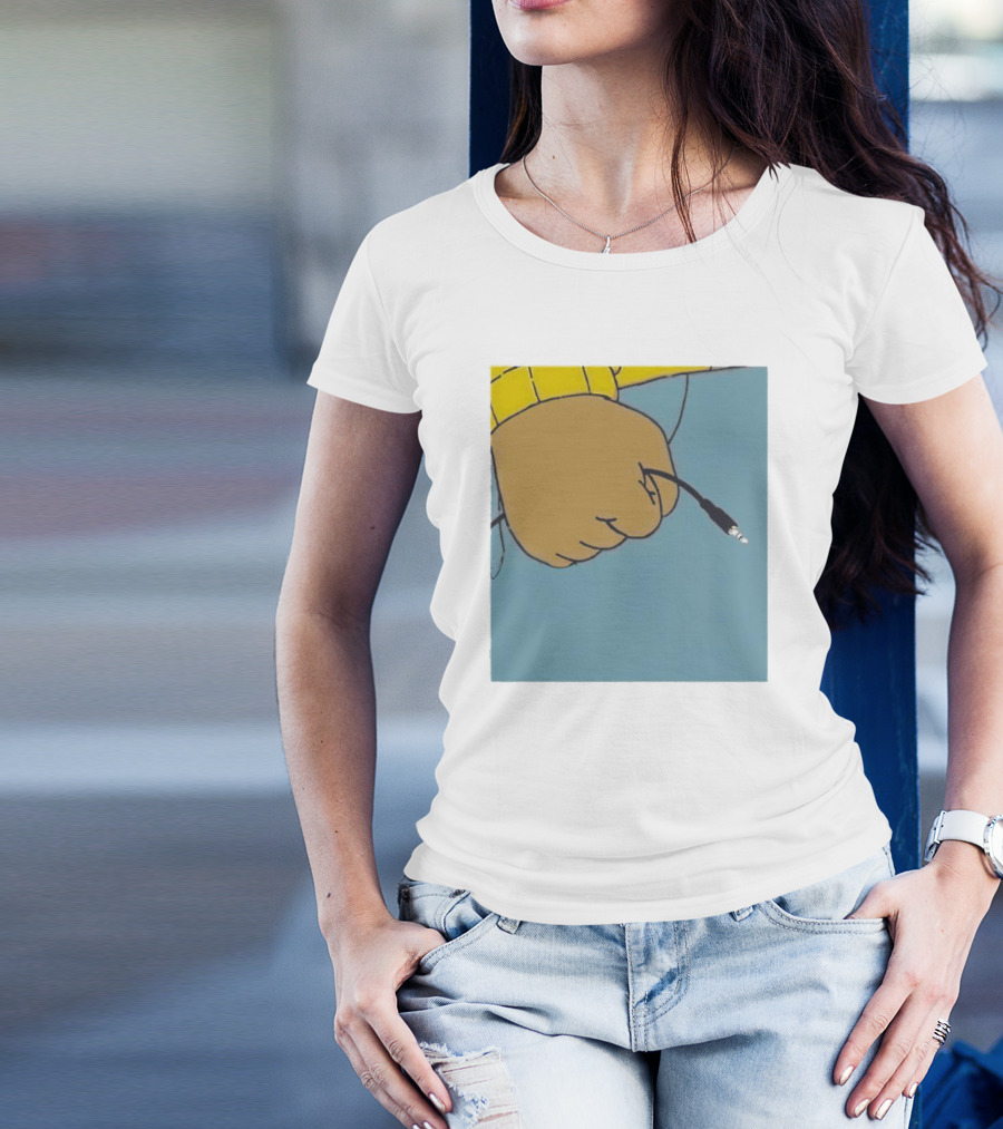 Arnold Pass The Aux Hand Holding Audio Cable Meme T-Shirt