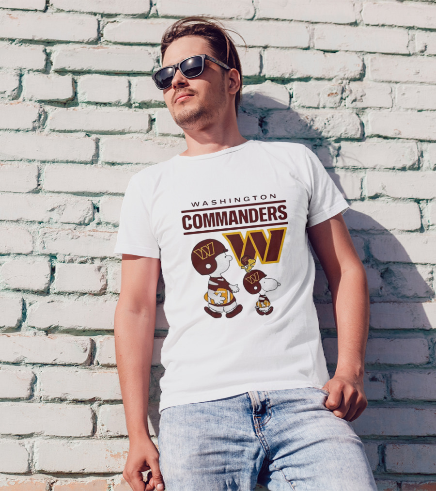 Washington Commanders Snoopy Charlie Brown Football Team Fan Gear T-Shirt
