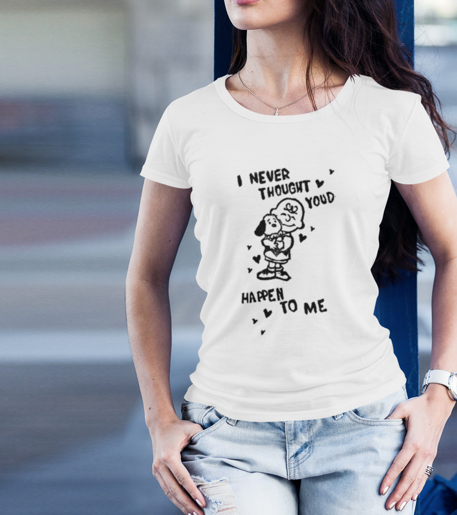I Never Thought Youd Happen To Me Snoopy Charlie Hug Hearts T-Shirt