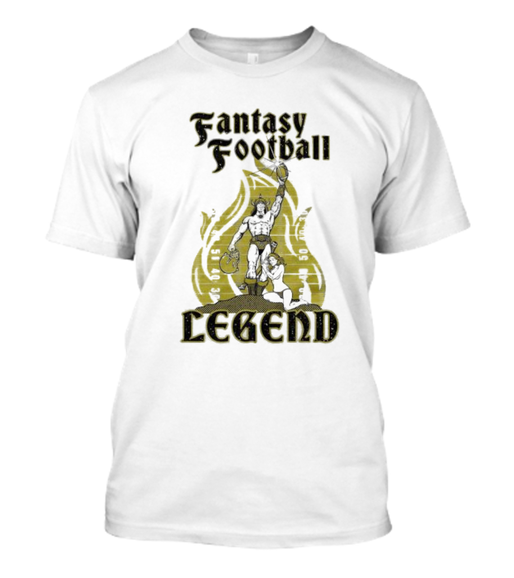 Fantasy Football Legend Viking Flame Background T-Shirt
