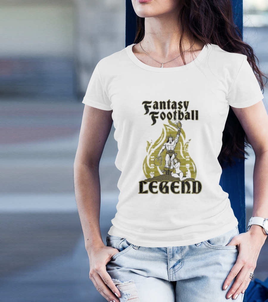 Fantasy Football Legend Viking Flame Background T-Shirt