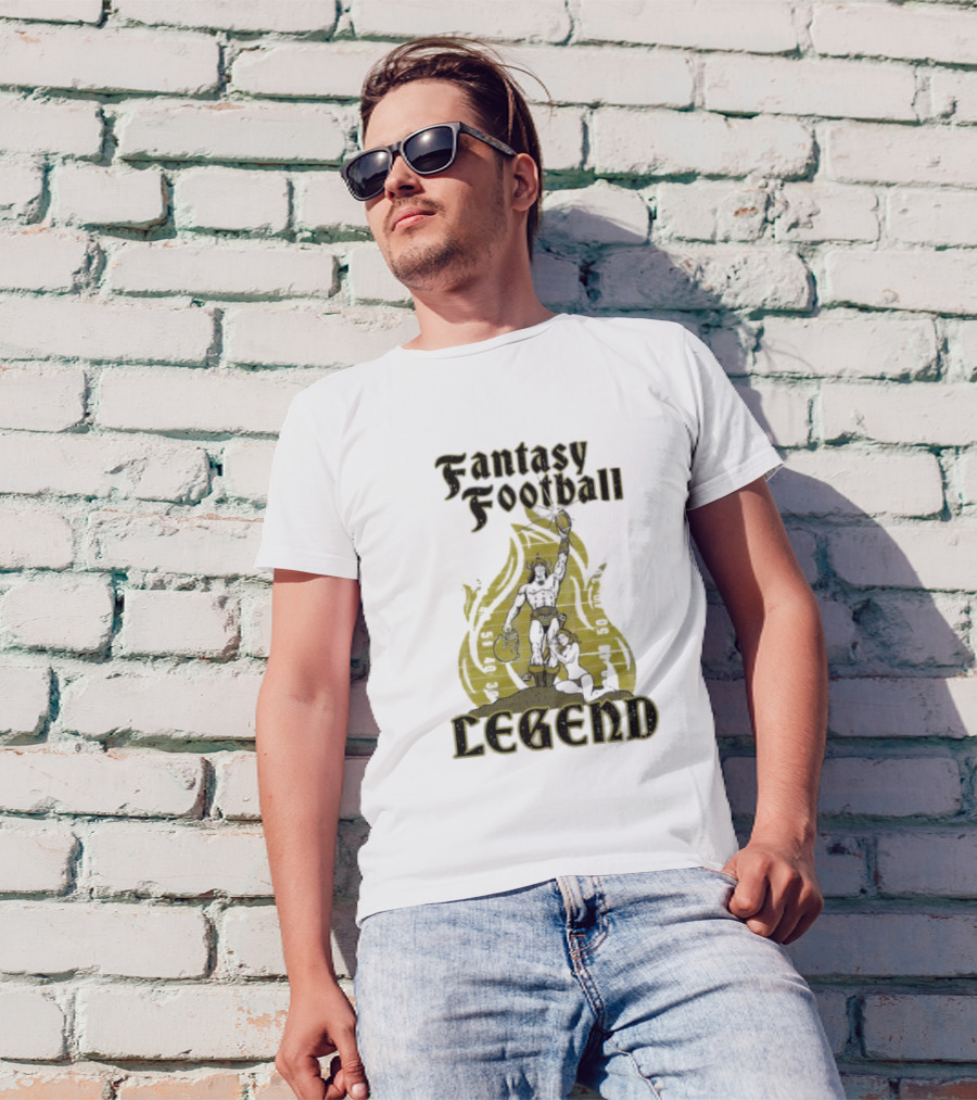 Fantasy Football Legend Viking Flame Background T-Shirt