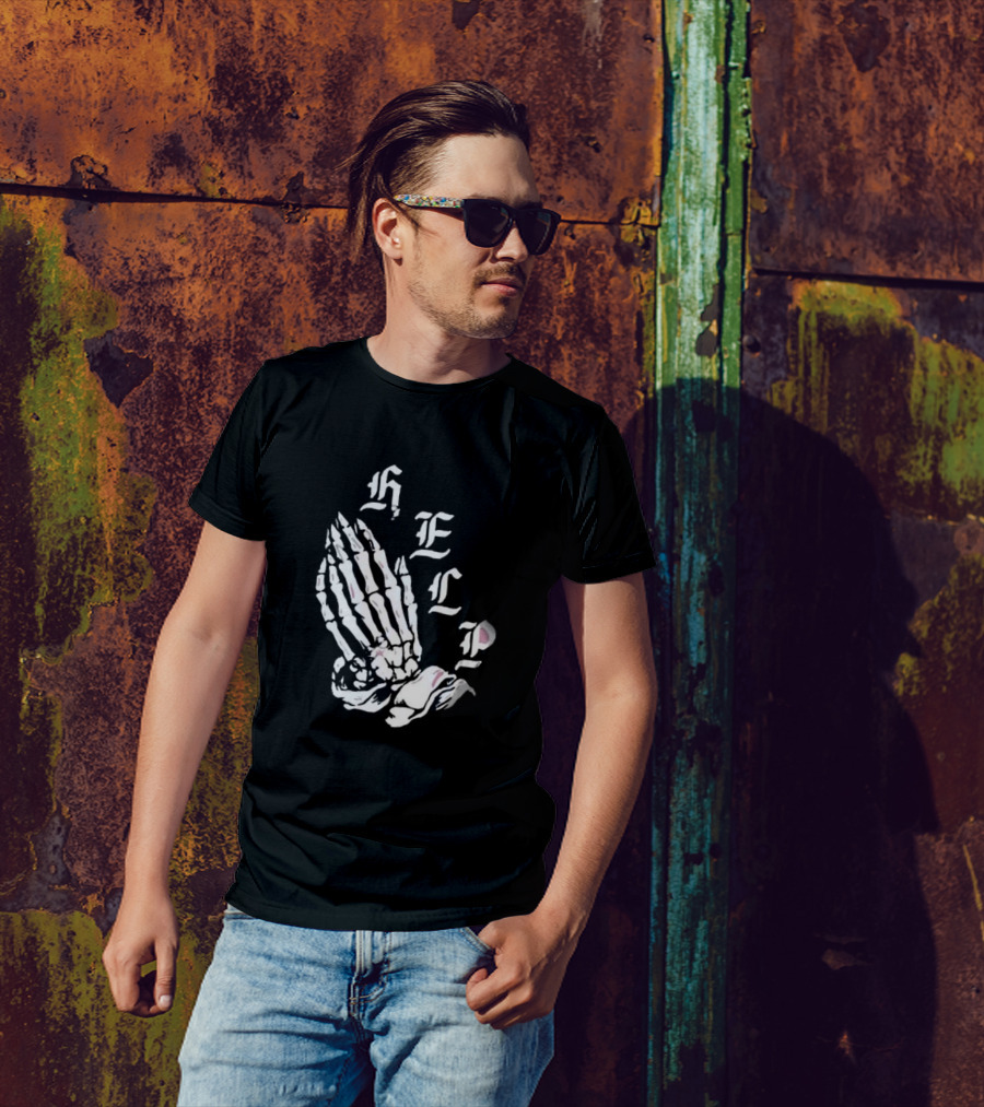Brandon Lake Store Lake HELP Skeleton Hand Bones T-Shirt