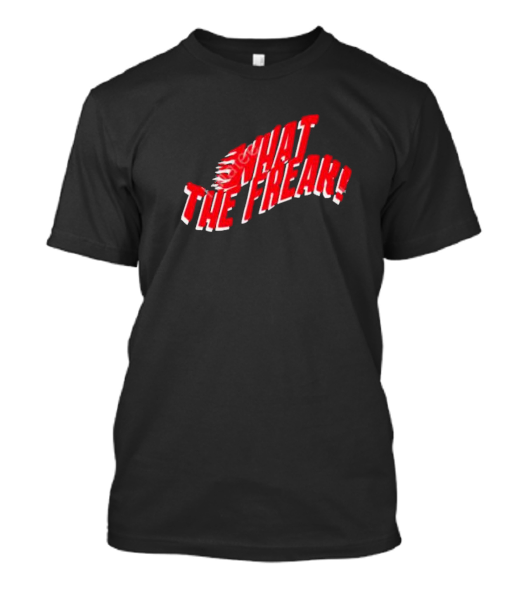 Keemokazi What The Freak Wavy Red Text With Swirl T-Shirt