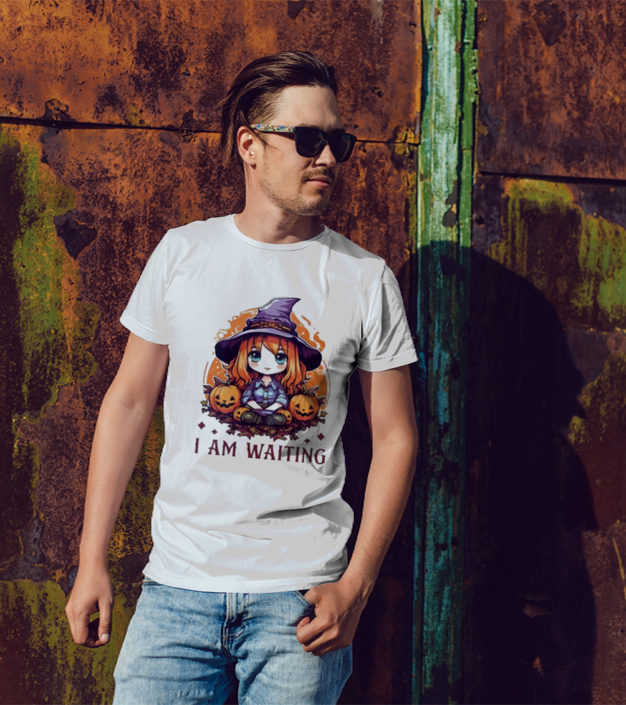 Chibi Witch I Am Waiting Pumpkins T-Shirt