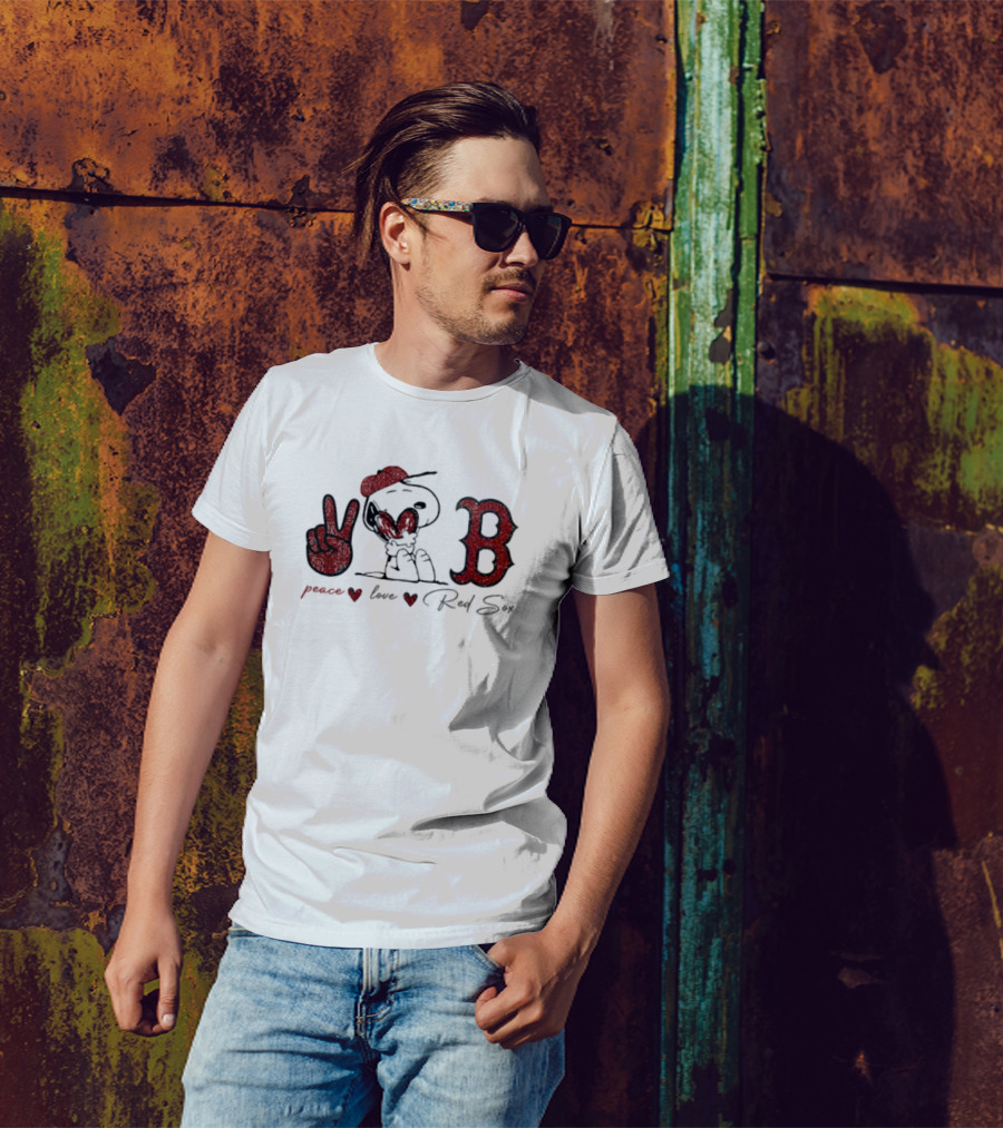 Peace Love Red Sox Snoopy Boston B T-Shirt