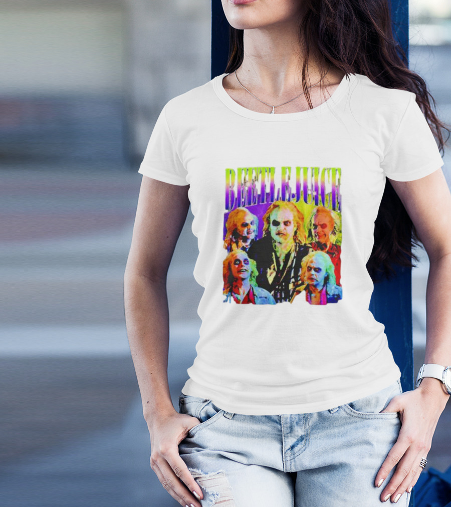 Beetlejuice Multicolor Faces Fantasy Horror Movie T-Shirt