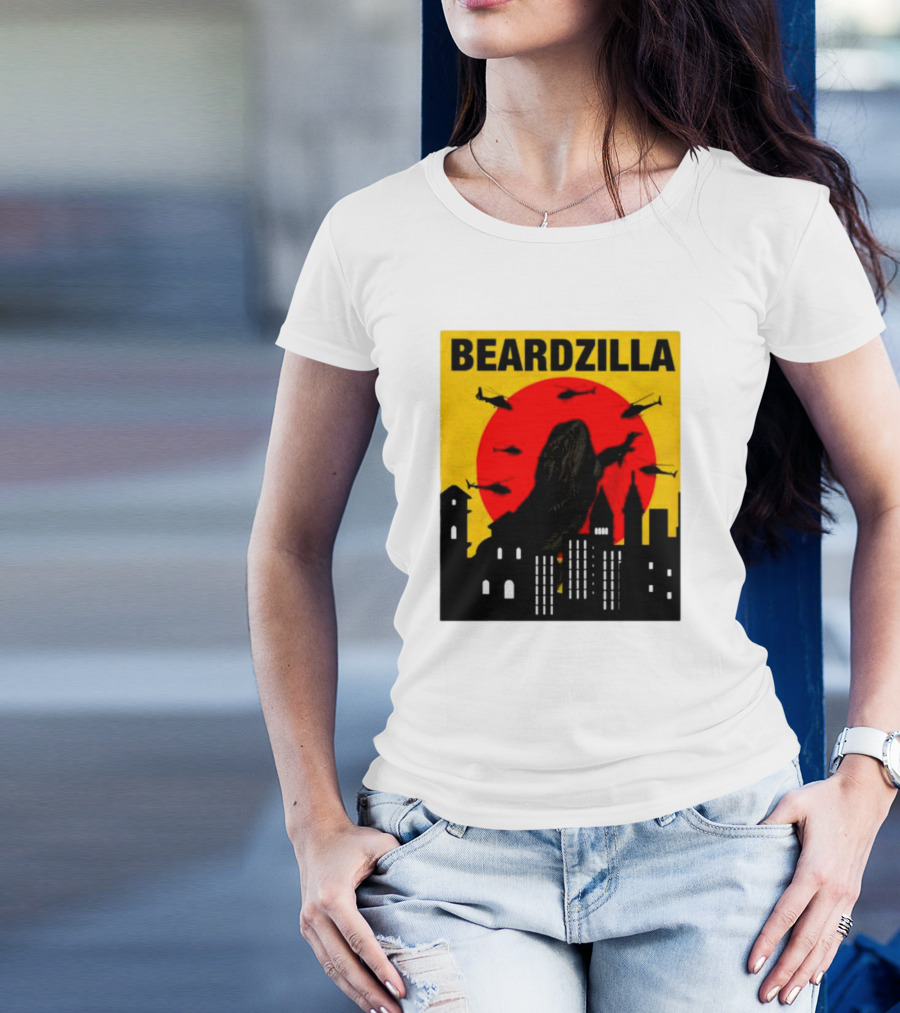 BEARDZILLA LIZARD LOVER CITYSCAPE AND HELICOPTERS T-Shirt